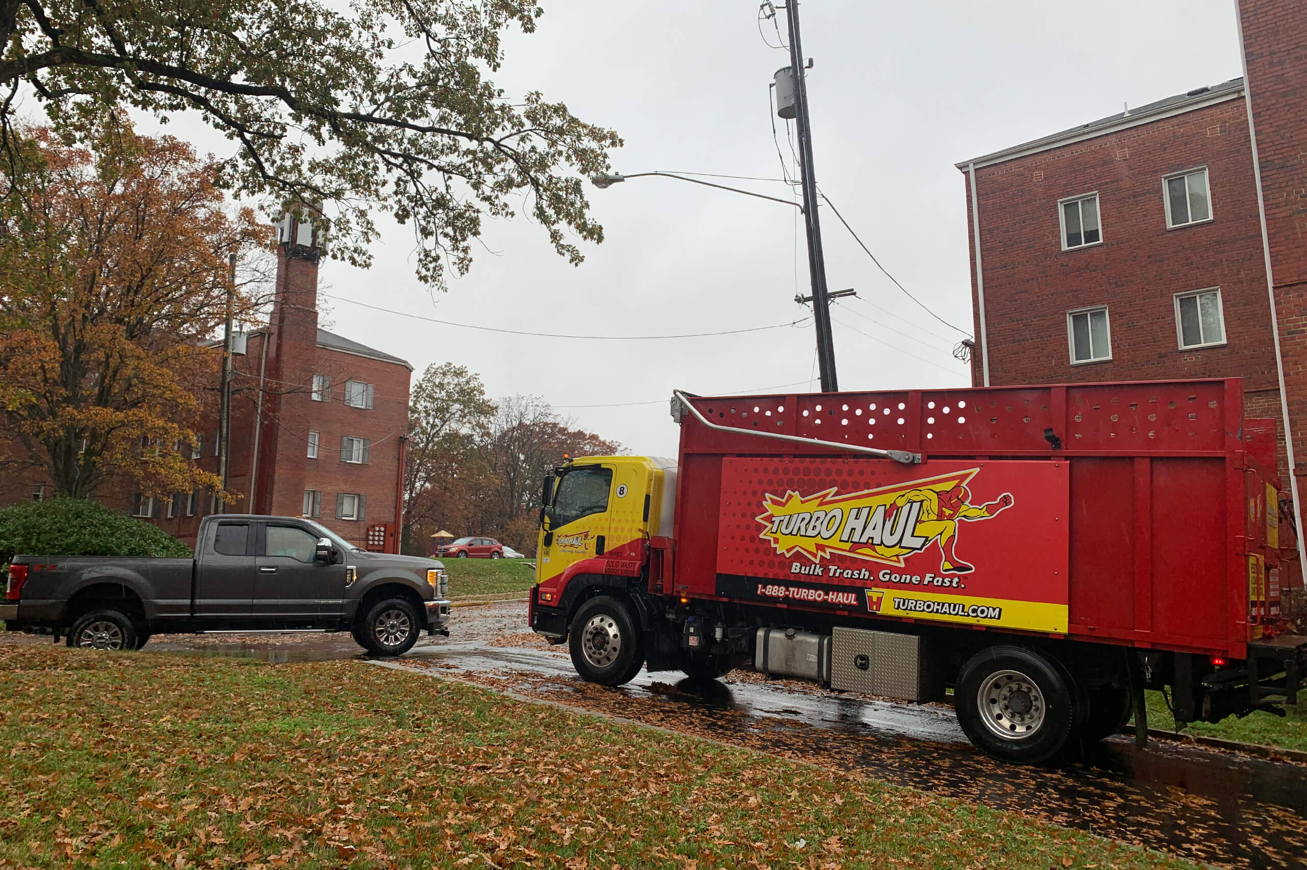 TurboHaul's big red trucks haul more bulk trash and junk than competitors in Chantilly, Virginia.